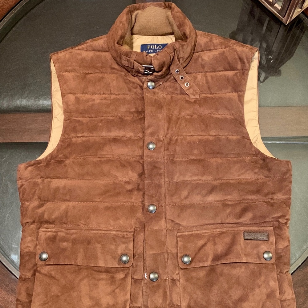 Ralph Lauren Quilted Leather Down Vest Size Medium